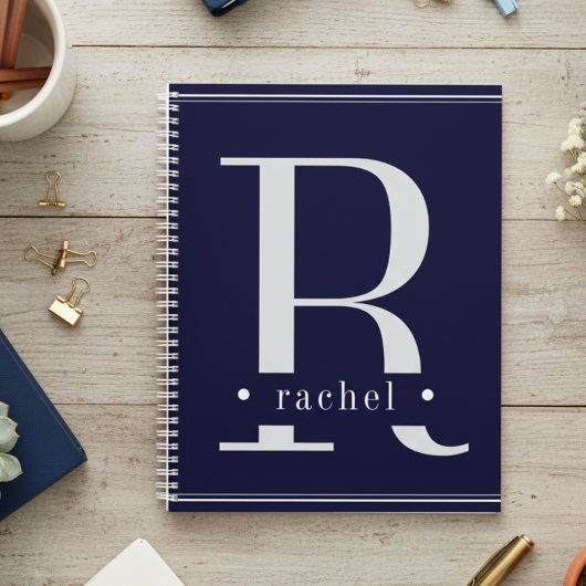 青ミニマル白モノグラム プランナー手帳