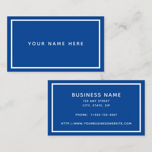 青ミニマル白 名刺 (正面/裏面)