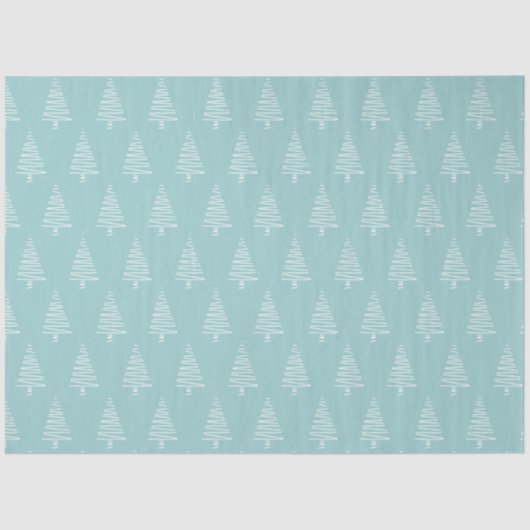 青ミニマル緑と白のクリスマスツリー 薄葉紙 (正面)