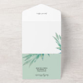 青ミニマル緑の植物色 オールインワン招待状 (外側)