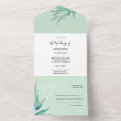 青ミニマル緑の植物色 オールインワン招待状 (内側)