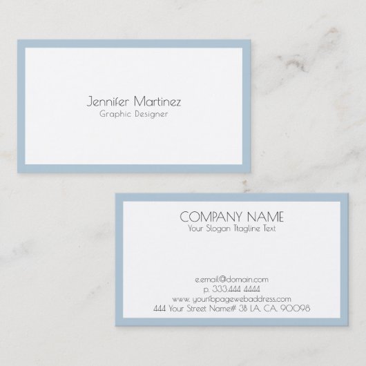 青ミニマル縁ど白 名刺 (正面/裏面)