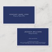 青ミニマル縁ど色の背景に白 名刺 (正面/裏面)