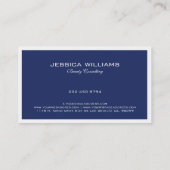 青ミニマル縁ど色の背景に白 名刺 (裏面)