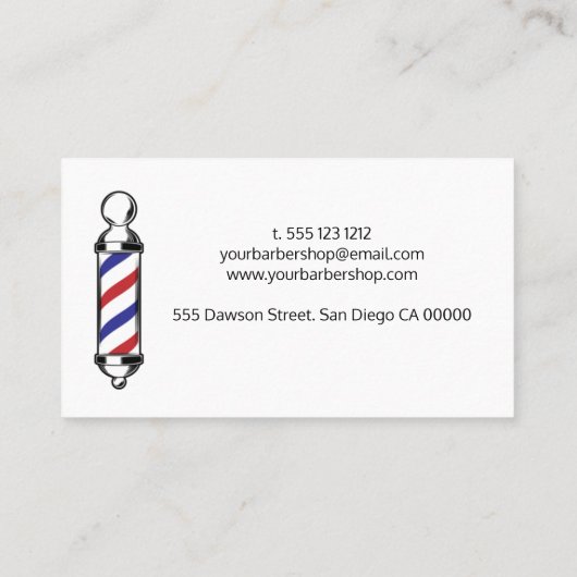 青ミニマル赤理容師ショップヘアヒゲ 名刺 (裏面)