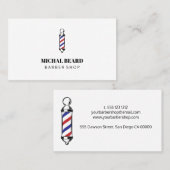 青ミニマル赤理容師ショップヘアヒゲ 名刺 (正面/裏面)