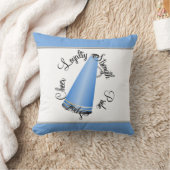 青メガホンのチアリーダー編み枕 クッション (ブランケット)