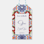青メキシコのカラフルタイルブライダルシャワーの好意 ギフトタグ (正面)