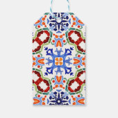 青メキシコのカラフルタイルブライダルシャワーの好意 ギフトタグ (裏面)