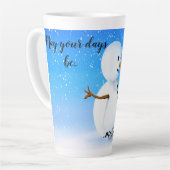 青メリーい空すてきの明るい雪だるま カフェラテマグ (左アングル)