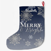 青メリーと明るい雪 ラージクリスマスストッキング (裏面)