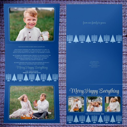 青メリー異教間スエレガントクリプト4写真 三つ折りクリスマスカード