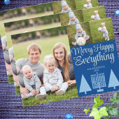 青メリー異教間ツリー（ユダヤ教）メノラーかわいい3写真 シーズンカード