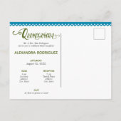 青メ伝統的キシカンフローラ写真キンセアニェラ インビテーションポストカード (裏面)