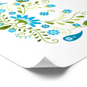 青メ伝統的キシカンフローラ写真キンセアニェラ ポスター (角)