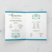 青メ伝統的キシカンフローラ写真キンセアニェラ 招待状 (内部)