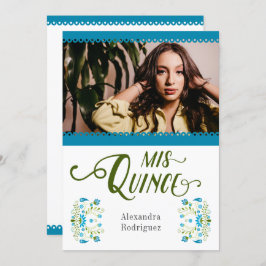 青メ伝統的キシカンフローラ写真キンセアニェラ 招待状