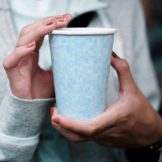 青モザイクのピクセル 紙コップ