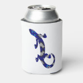 青モザイクパターンゲッコトカゲ爬虫類美術 缶クーラー (缶裏面)