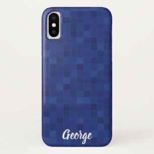 青モザイクピクセル化デザインiPhoneケース。 iPhone X ケース