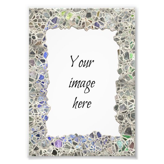 青モザイクフレーム フォトプリント            (正面)