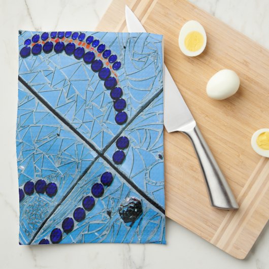 青モザイク キッチンタオル (四つ折り)