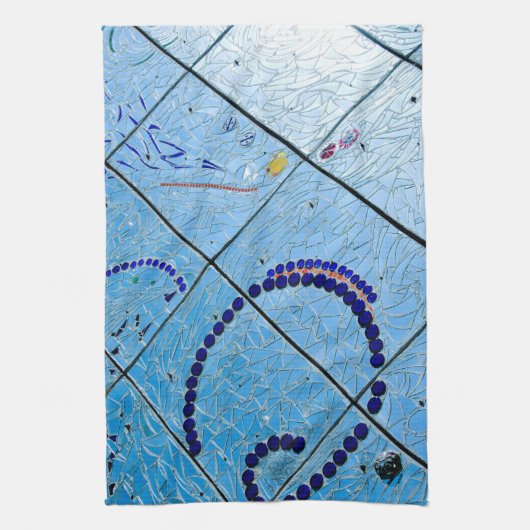 青モザイク キッチンタオル (縦)