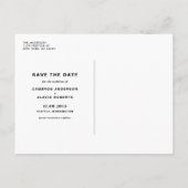 青モダンいはっきりしたタイポグラフィ写真の保存日付 案内ポストカード (裏面)