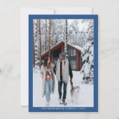 青モダンいクリスマスツリーの水の色のカスタム写真 シーズンカード (裏面)