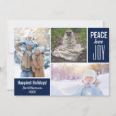青モダンいクリスマス平和ラブジョイフォトコラージュ シーズンカード (正面)