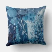 青モダンいシアノタイプの植物の葉 クッション (裏面)