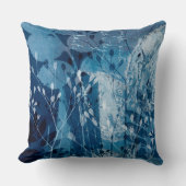青モダンいシアノタイプの植物の葉 クッション (正面)