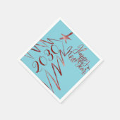 青モダンいシニー赤い木の新年パーティー2018 スタンダードカクテルナプキン (角)