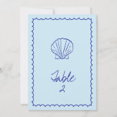 青モダンいシ地中海のェルテーブル番号 招待状 (正面)