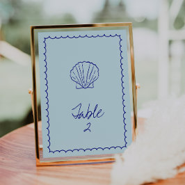 青モダンいシ地中海のェルテーブル番号 招待状