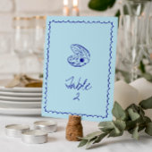 青モダンいシ地中海のェルテーブル番号 招待状