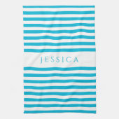 青モダンいストライプパターン名 キッチンタオル (縦)