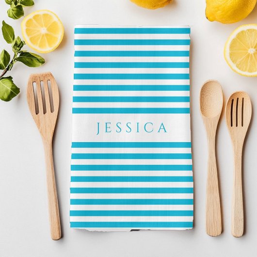 青モダンいストライプパターン名 キッチンタオル