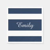 青モダンいストライプパターン名 スタンダードカクテルナプキン (正面)