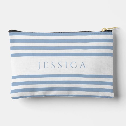 青モダンいストライプ名 アクセサリーポーチ (裏面)
