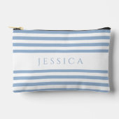 青モダンいストライプ名 アクセサリーポーチ (正面)