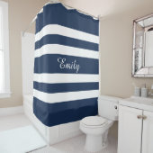 青モダンいストライプ名 シャワーカーテン (インサイチュ)