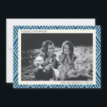 青モダンいハヌカーのアールデコ柄 シーズンカード<br><div class="desc">トレンディーモダン、シンプルアートのデコの線はハヌカーに青と白のパターンパーソナライズされたで、あなたの名前と写真と。</div>