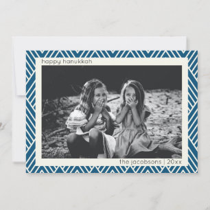 青モダンいハヌカーのアールデコ柄 シーズンカード