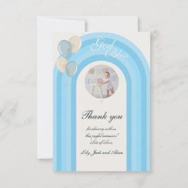 青モダンいバプテスマカスタムス写真 サンキューカード