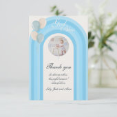 青モダンいバプテスマカスタムス写真 サンキューカード (スタンド正面)