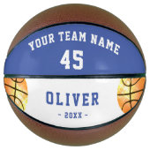 青モダンいプレイヤーのパーソナライズされた子供 バスケットボール (正面)