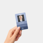 青モダンい会社の写真ID バッジ (手持ち)