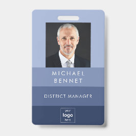 青モダンい会社の写真ID バッジ