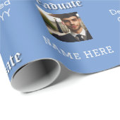 青モダンい写真、名前、学位、卒業クラス ラッピングペーパー (ロールコーナー)